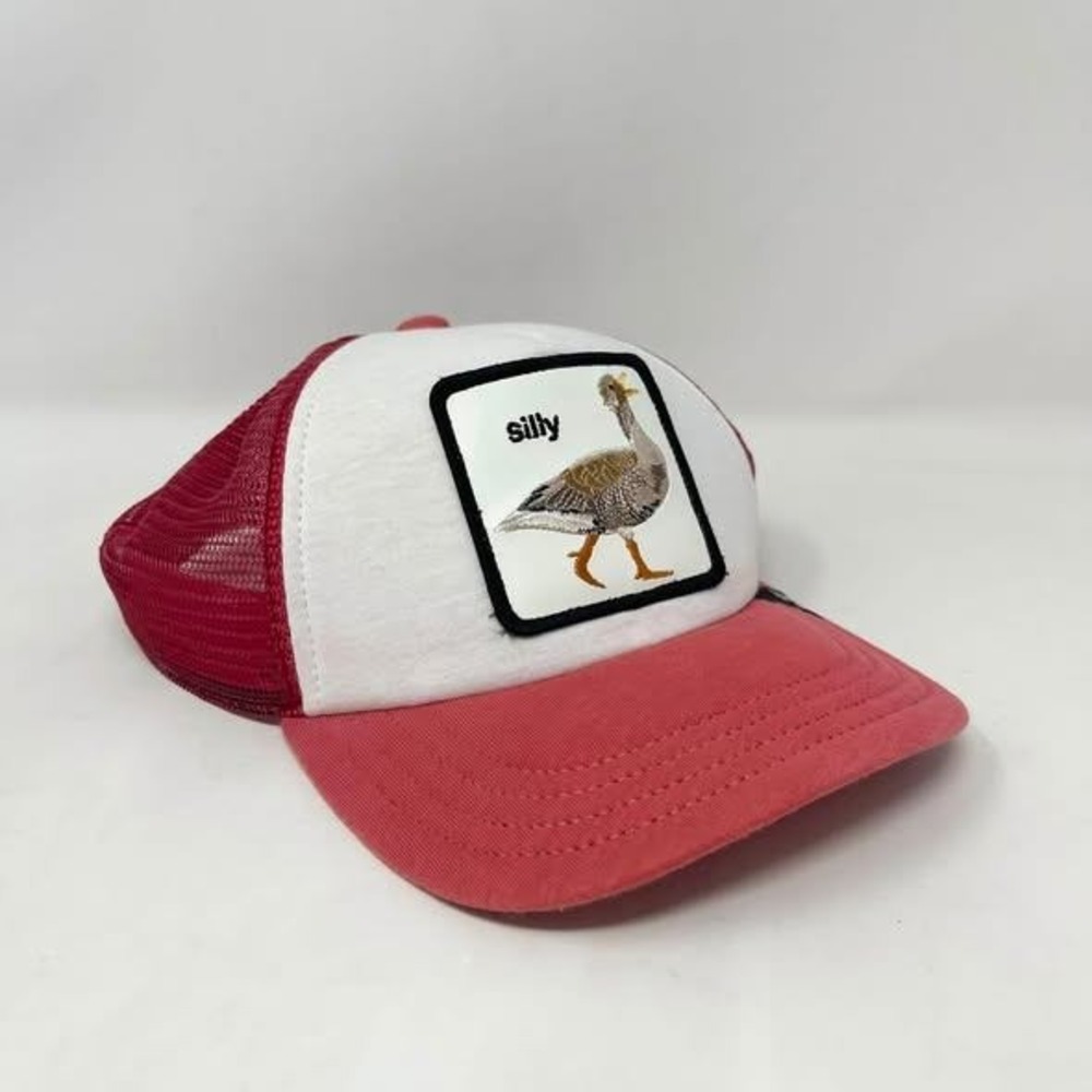 The Farm So Silly Goose Patch Trucker Hat Youth Kids One Size Red White